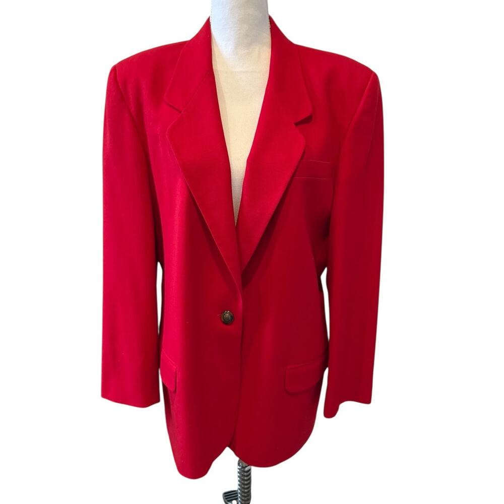 Vintage Talbots Oversized Wool Blazer Cherry Red 14
